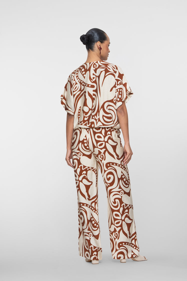 Geisha Pantalon mit Bi-Color Swirlprint