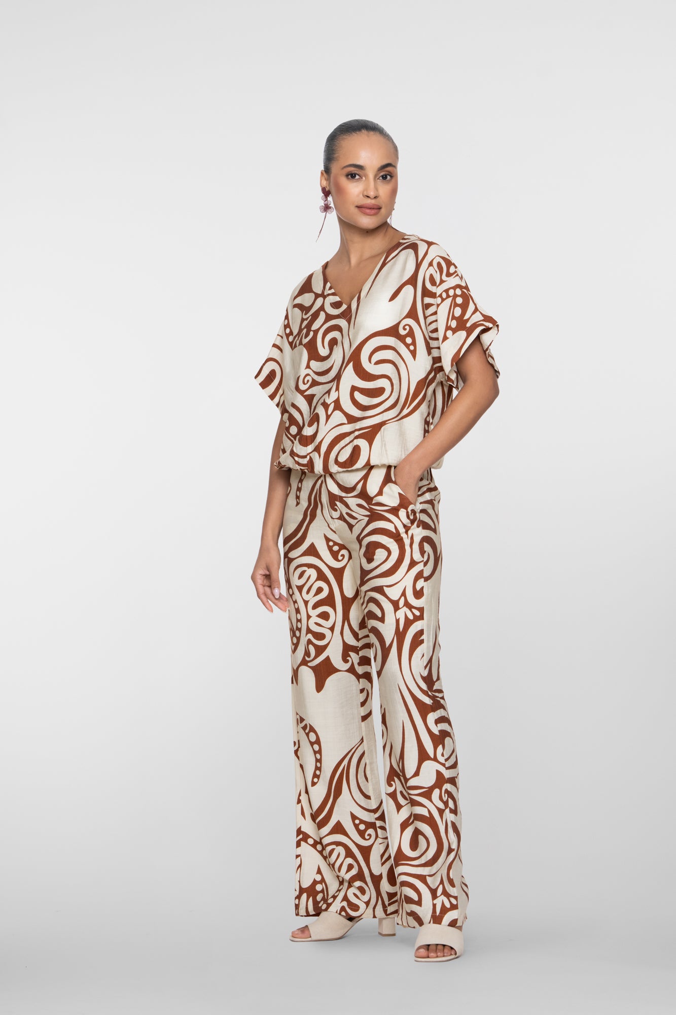 Geisha Pantalon mit Bi-Color Swirlprint