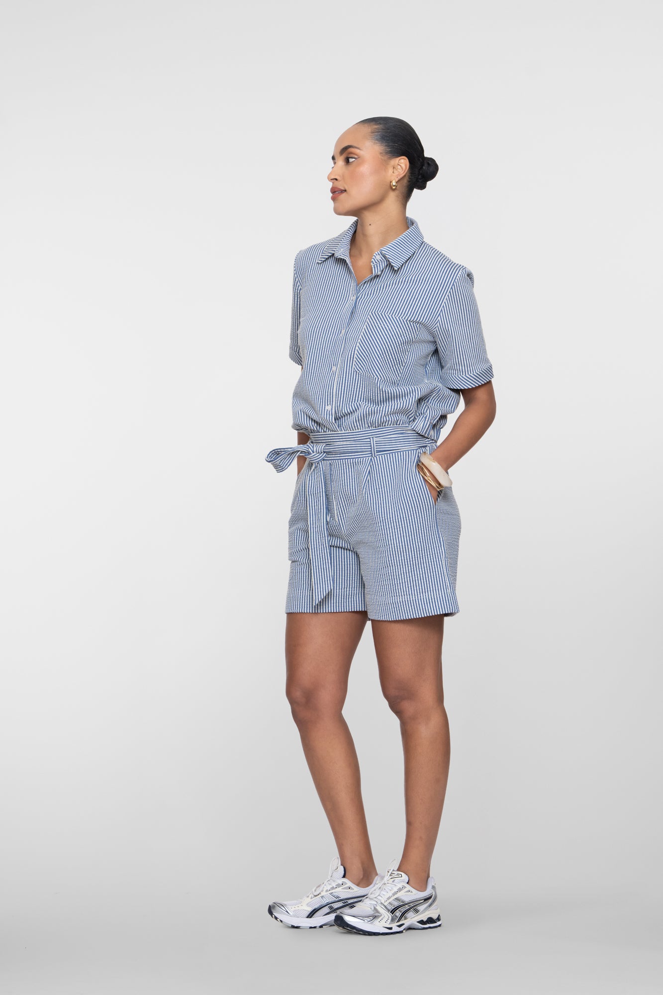 Geisha Shorts mit Streifenmuster und Schleifendetail