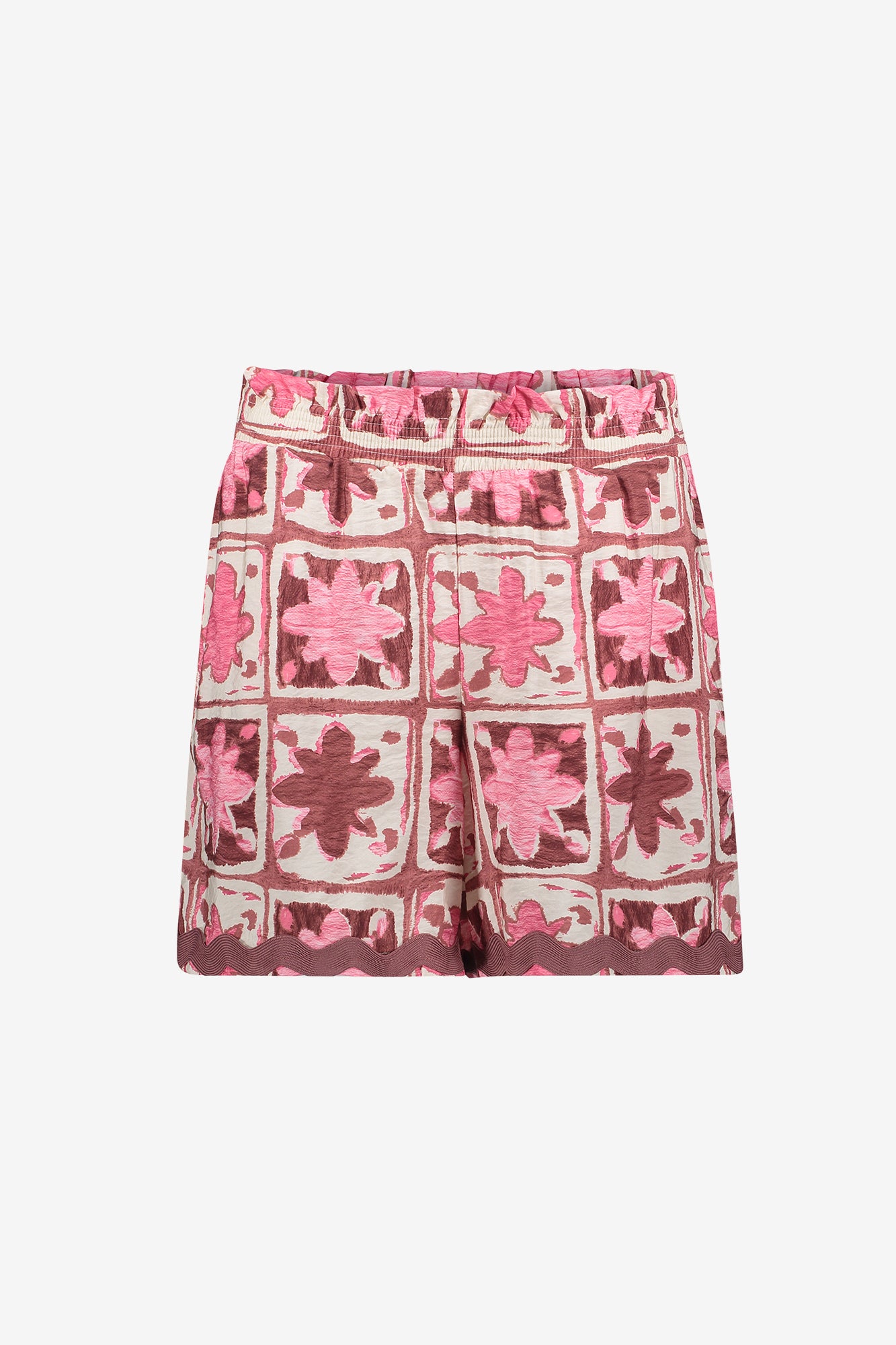 Geisha Shorts mit Tile-Print und elastischem Bund