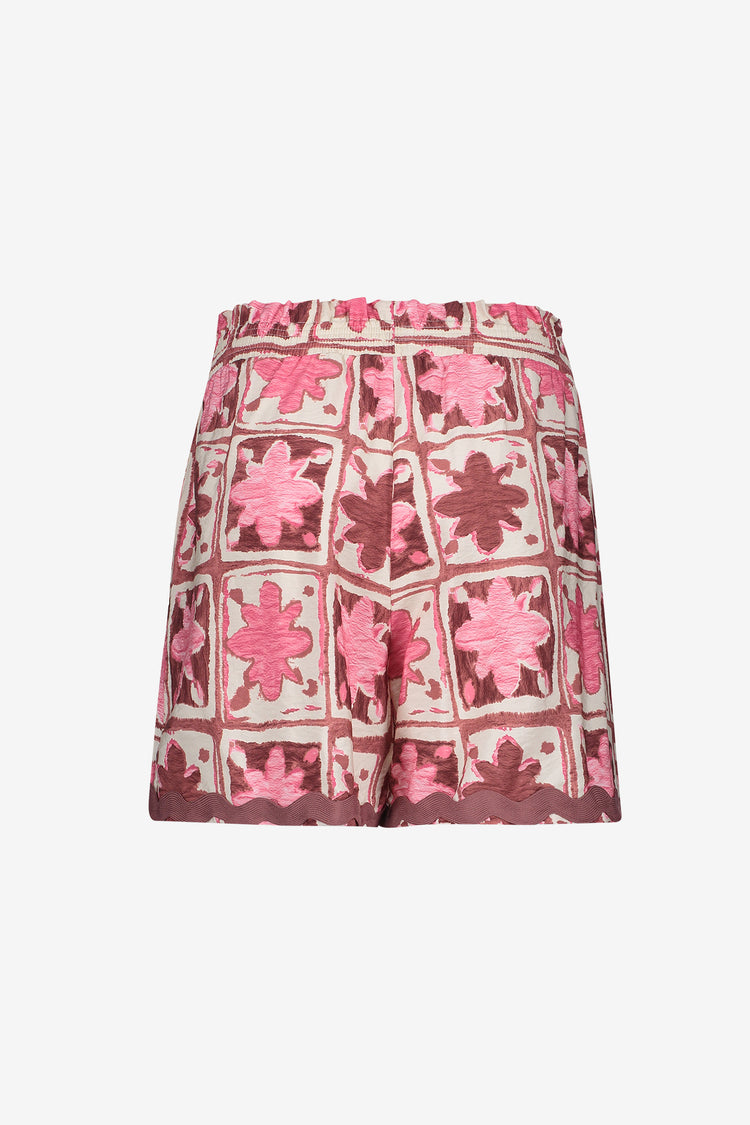 Geisha Shorts mit Tile-Print und elastischem Bund