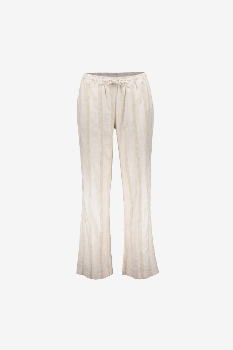 Geisha Hose mit Streifenmuster und subtiler Schimmeroptik