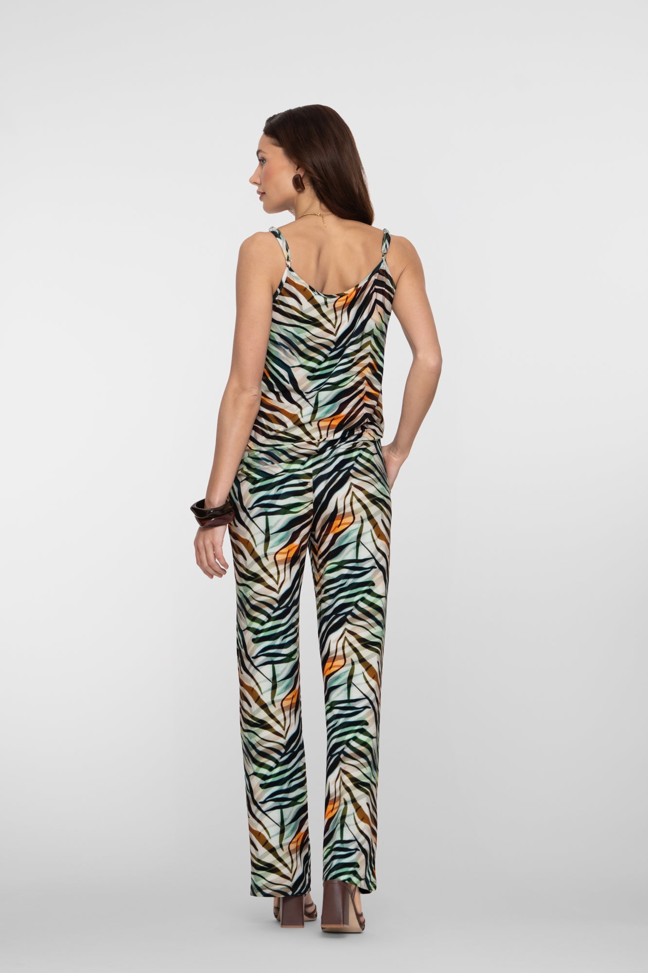 Geisha Hose mit tropischem Print und geradem Bein