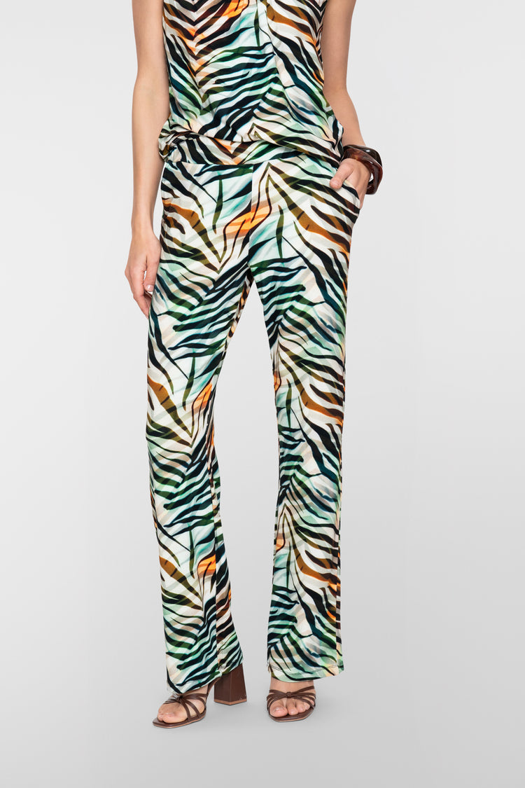 Geisha Hose mit tropischem Print und geradem Bein