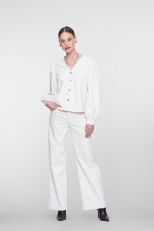 Geisha weiße Wide Leg Jeans mit hoher Taille und bequemer Passform