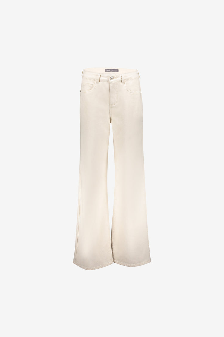 Geisha weiße Wide Leg Jeans mit hoher Taille und bequemer Passform