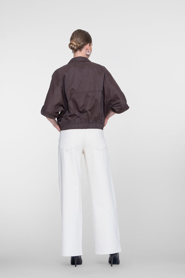 Geisha weiße Wide Leg Jeans mit hoher Taille und bequemer Passform