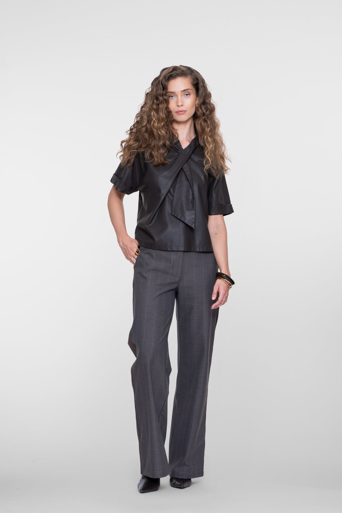 Geisha Wide Leg Pantalon mit Nadelstreifen und Seitenstreifen