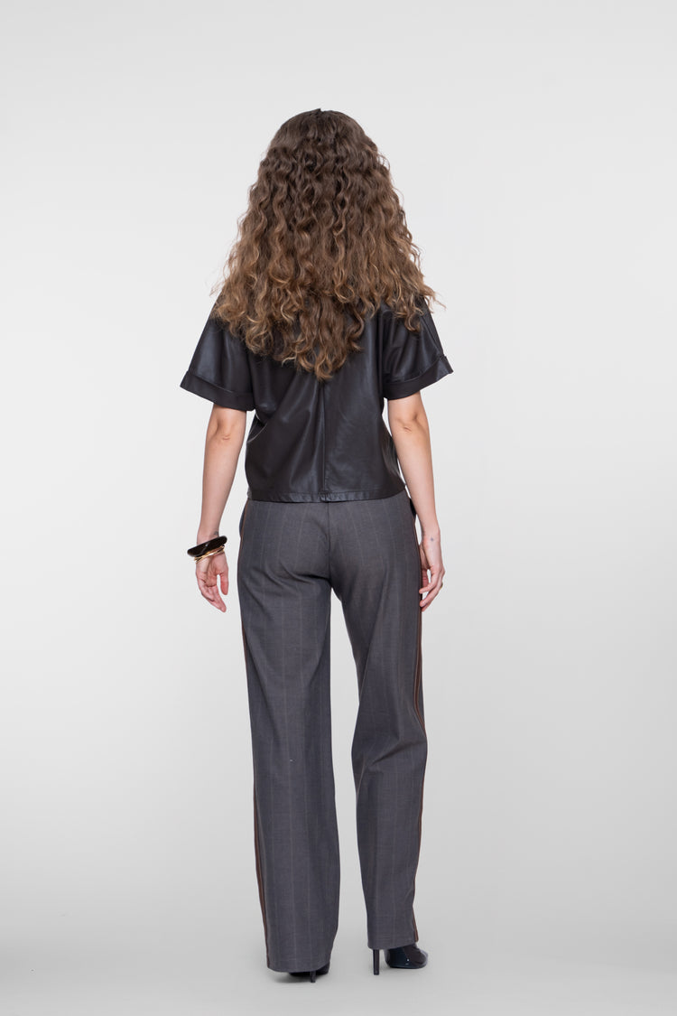Geisha Wide Leg Pantalon mit Nadelstreifen und Seitenstreifen