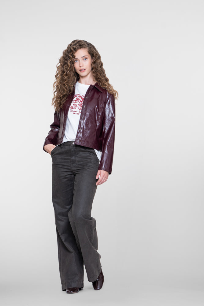 Geisha braune Jeans mit hoher Taille und gerader Passform