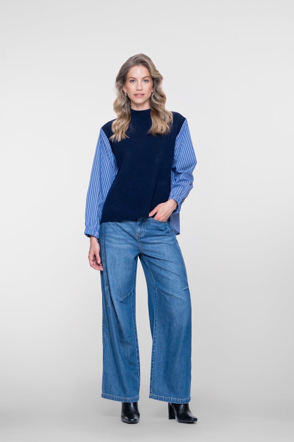 Geisha Damen Wide Leg Jeans mit hoher Taille