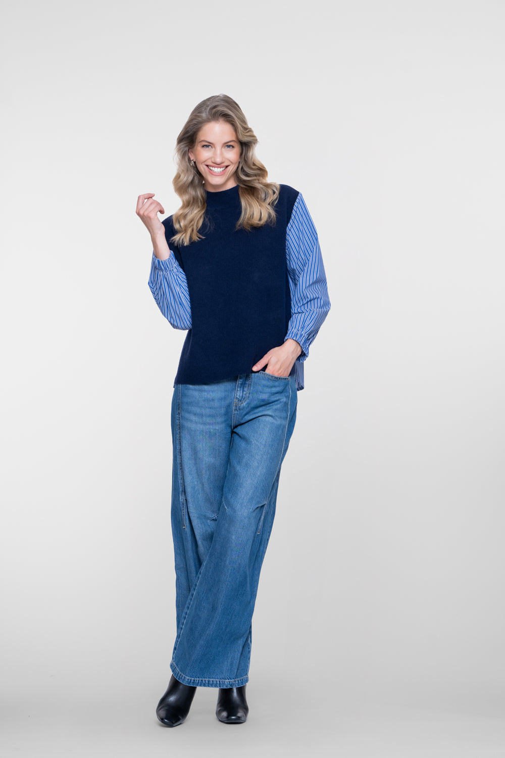 Geisha Damen Wide Leg Jeans mit hoher Taille