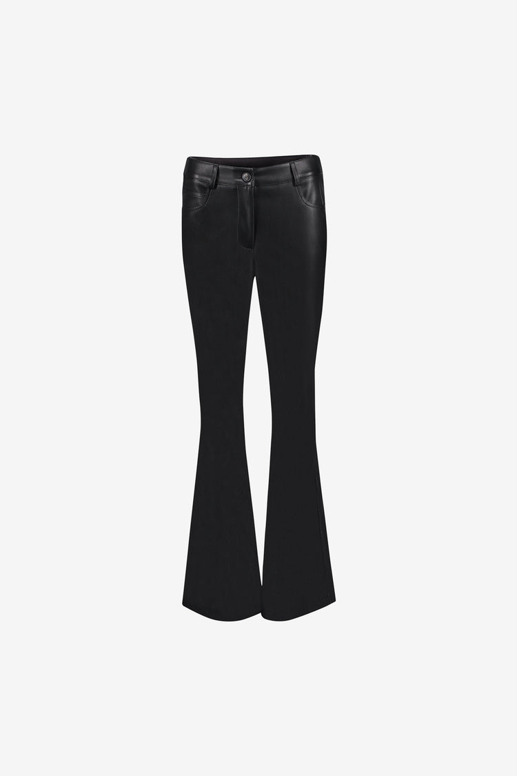 Geisha faux leren flared broek met high waist