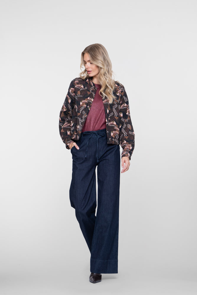 Geisha wide leg jeans met striksluiting en wijde pijpen