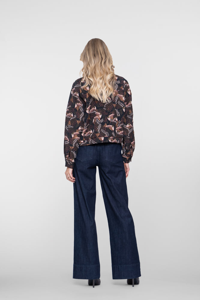 Geisha wide leg jeans met striksluiting en wijde pijpen