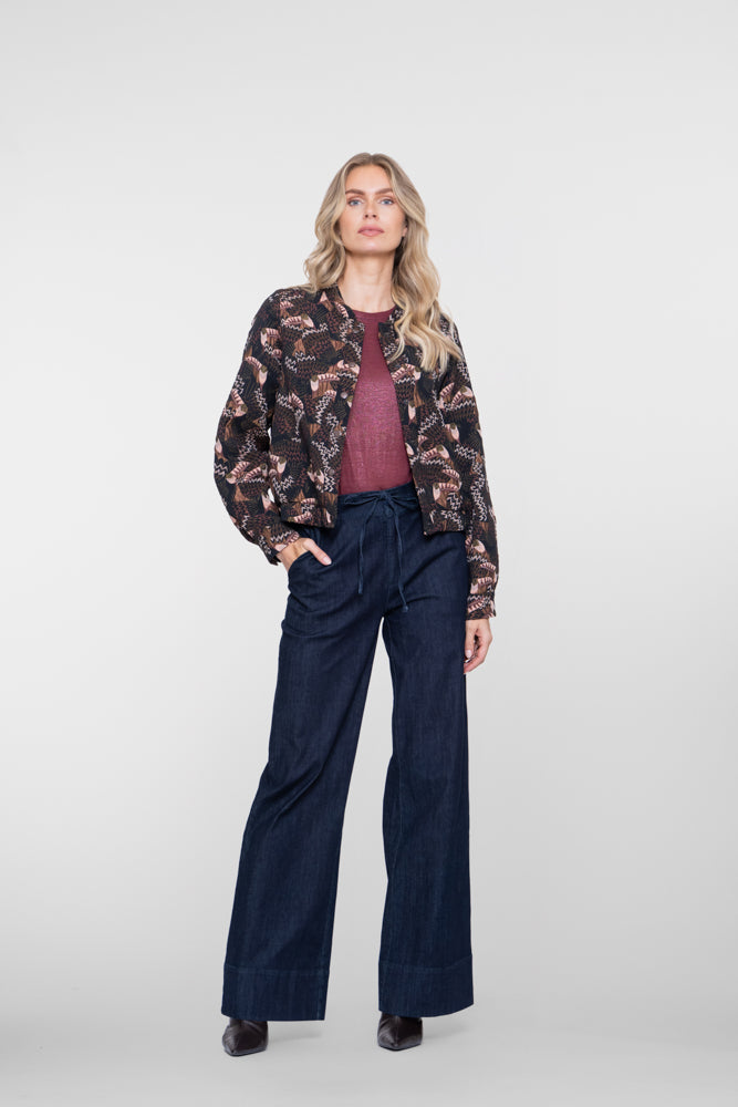 Geisha wide leg jeans met striksluiting en wijde pijpen – Shop de look
