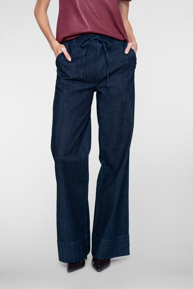 Geisha Jeans mit weitem Bein Schleifenverschluss und weiten Hosenbeinen