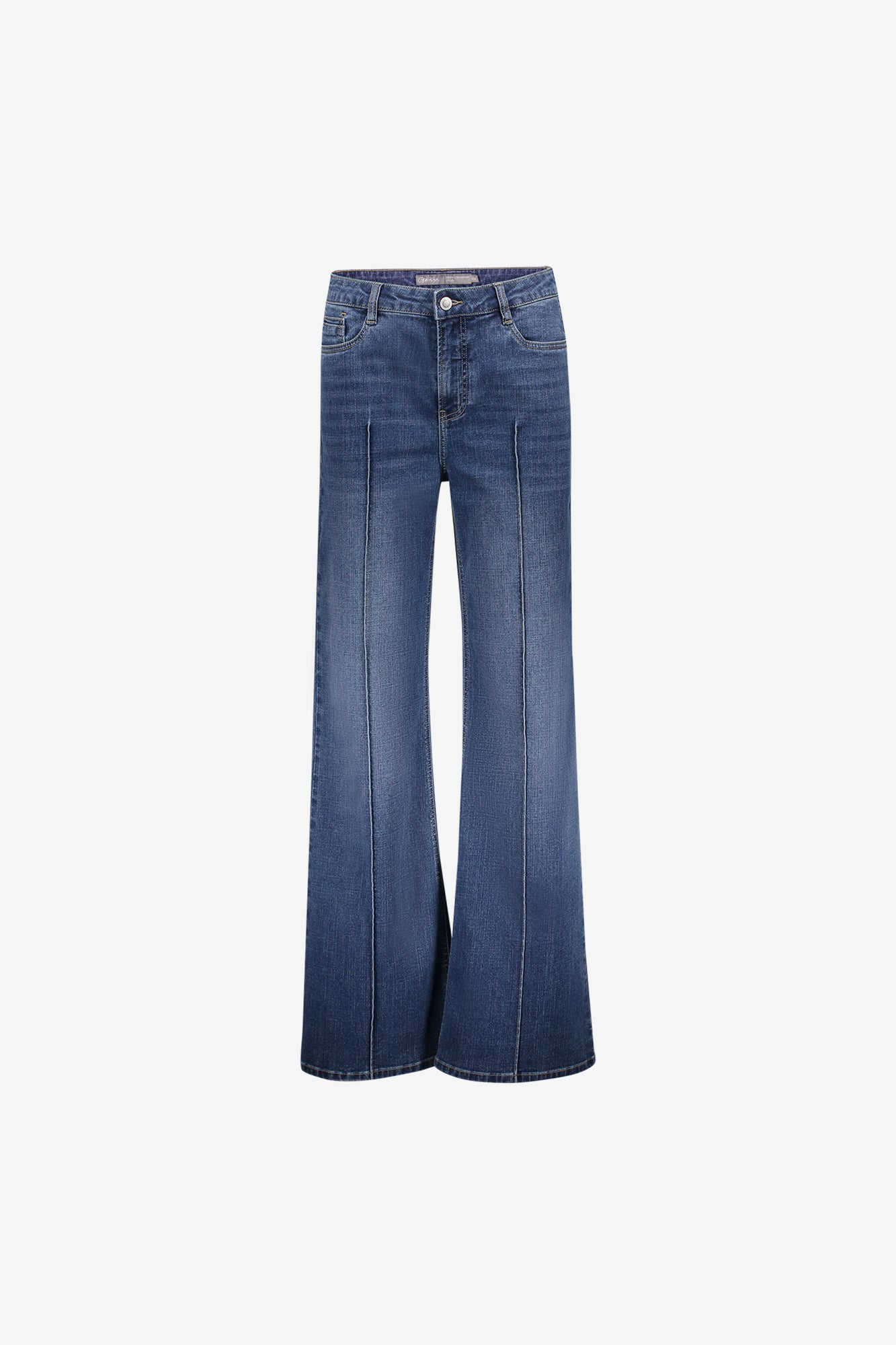 Geisha Damen Wide Leg Jeans mit hoher Taille und markanten Teilungsnähten