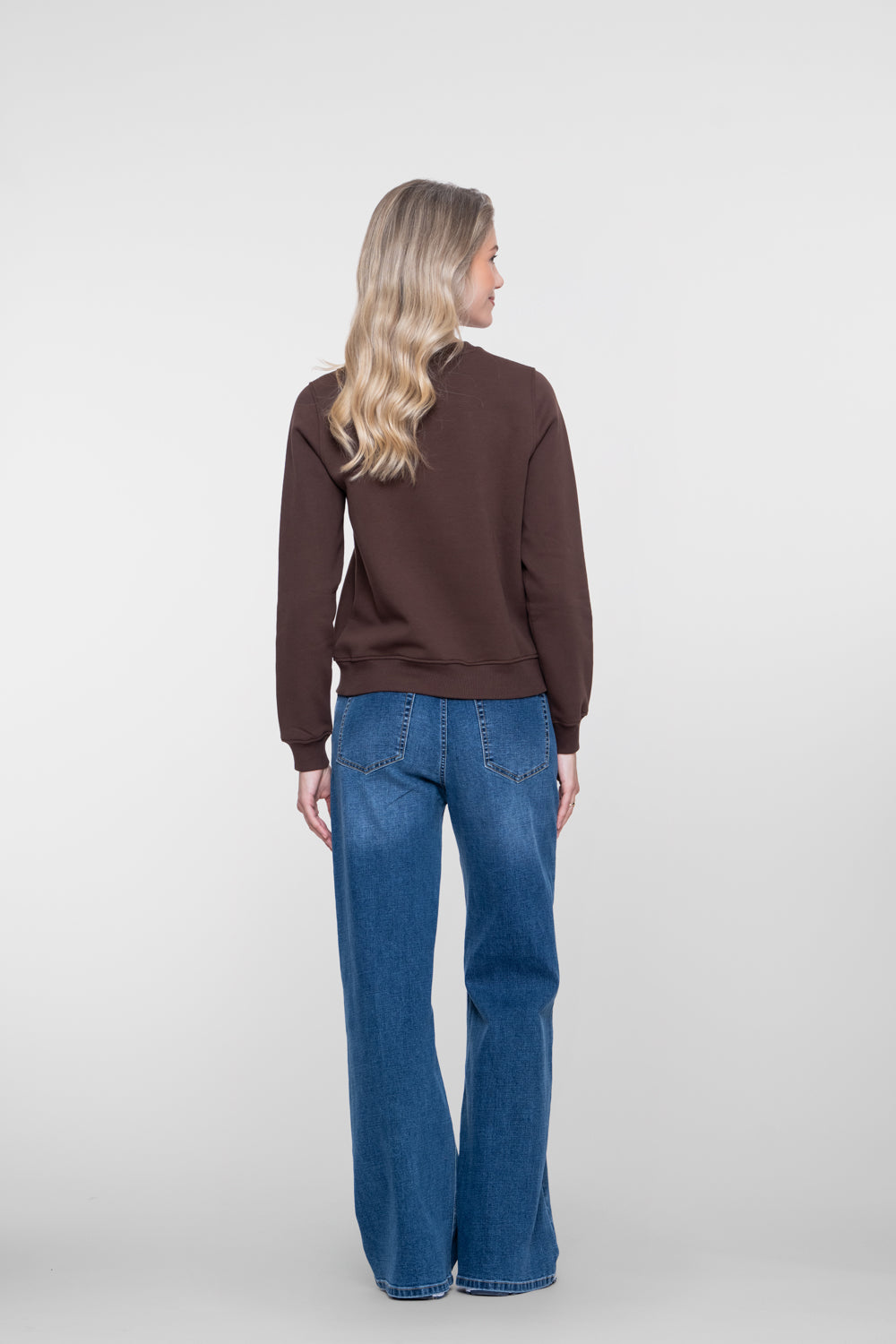 Geisha Damen Wide Leg Jeans mit hoher Taille und markanten Teilungsnähten