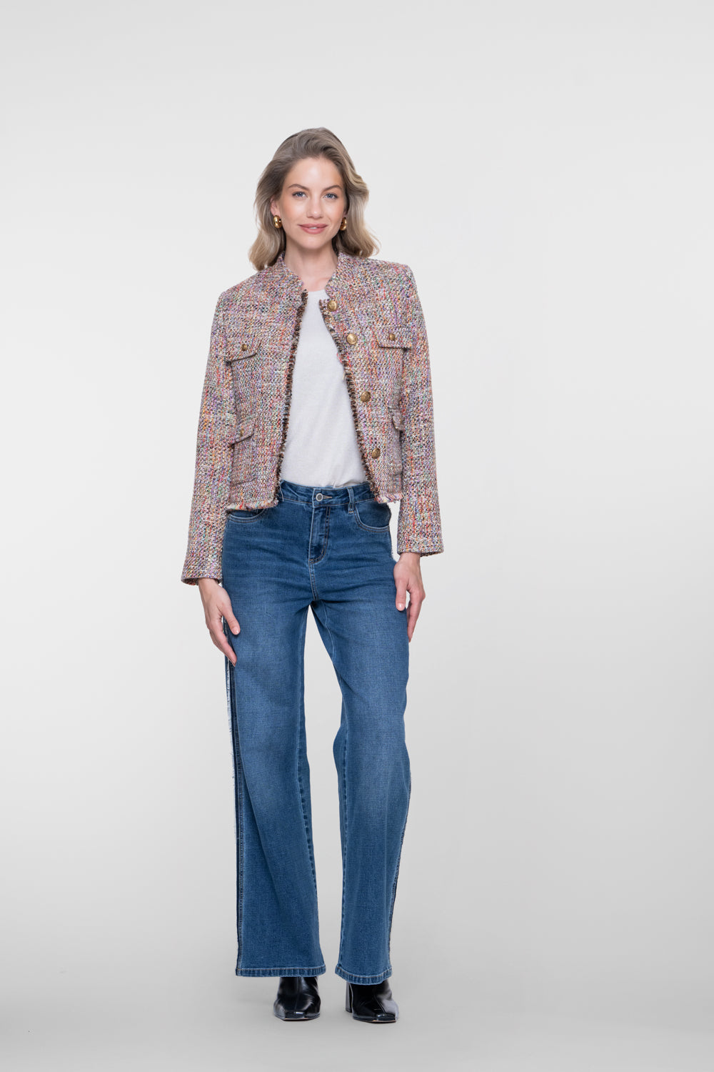 Geisha Damen Straight Leg Jeans mit Seitenstreifen
