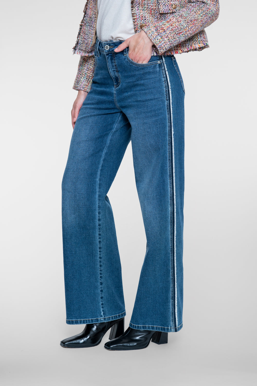 Geisha Damen Straight Leg Jeans mit Seitenstreifen