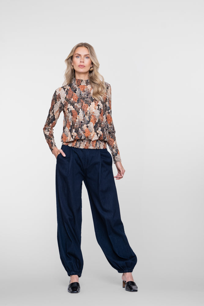 Geisha jeans met ballonpasvorm en elastische details