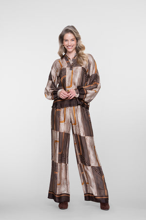 Geisha Damen-Pantalon mit grafischem Print und bequemem Elastikbund