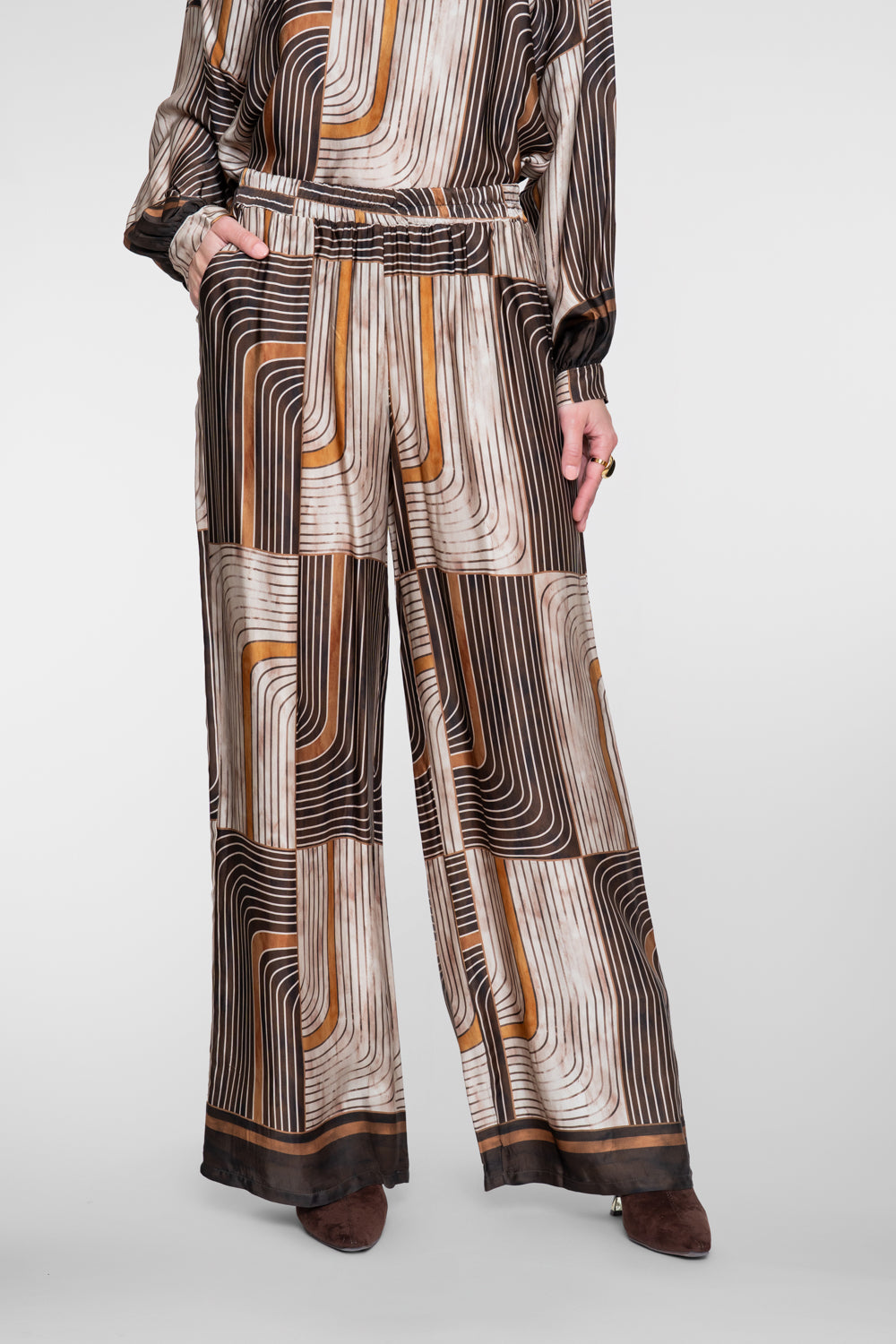 Geisha Damen-Pantalon mit grafischem Print und bequemem Elastikbund