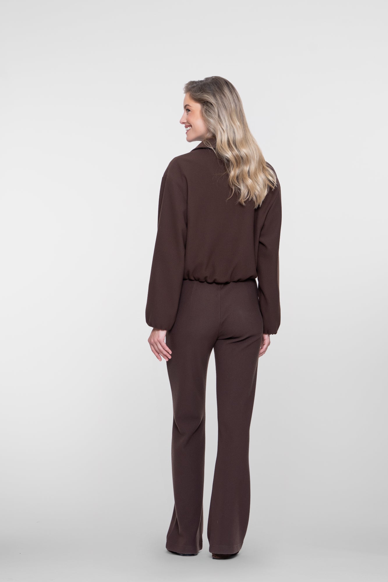 Geisha bequeme Flared Pantalon mit Honeycomb-Struktur