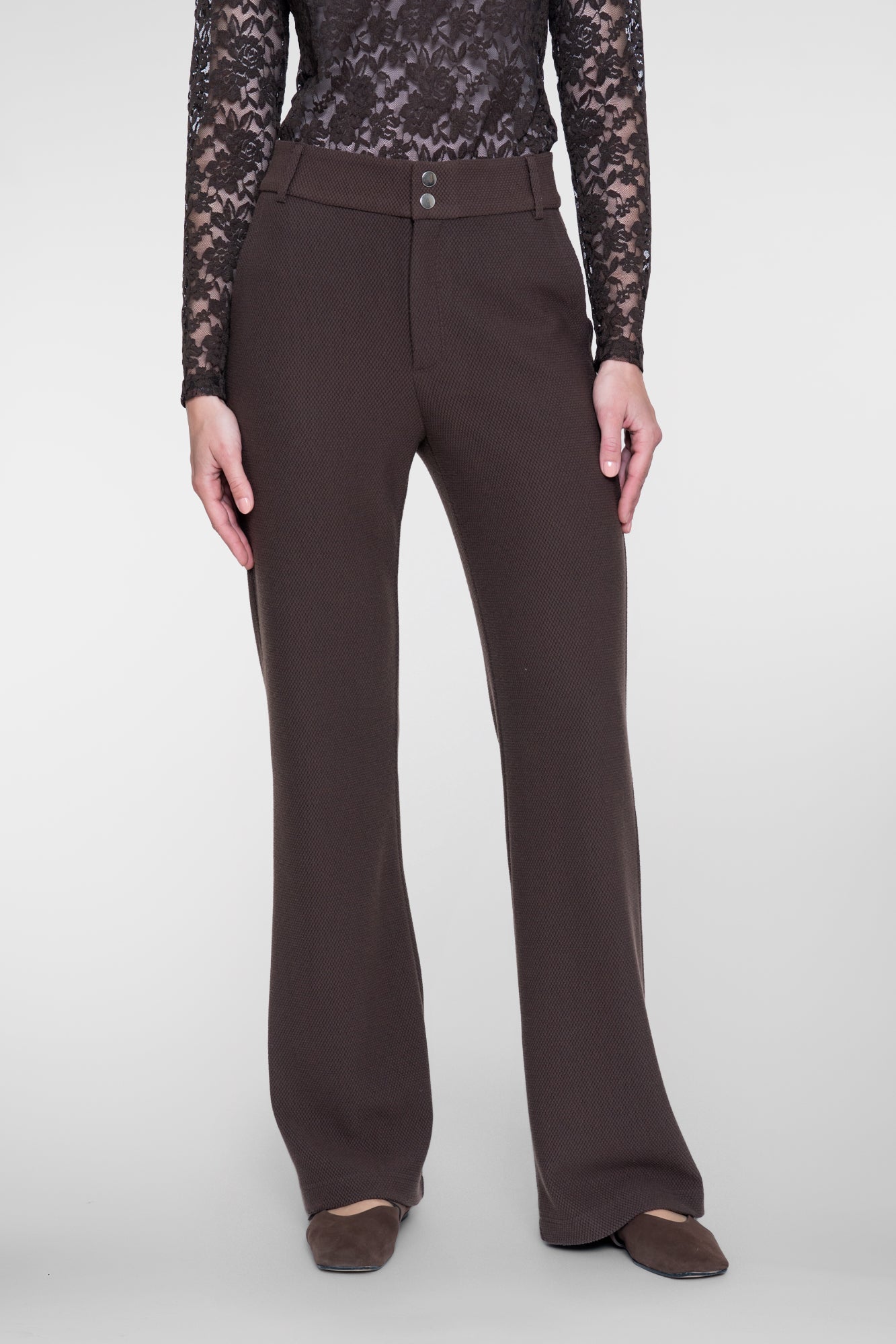 Geisha bequeme Flared Pantalon mit Honeycomb-Struktur