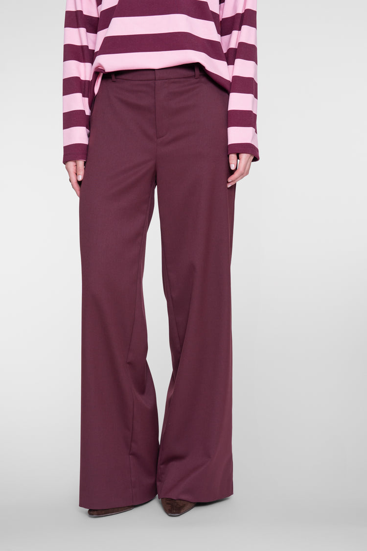 Geisha Burgundy Pantalon mit weitem Bein und hoher Taille