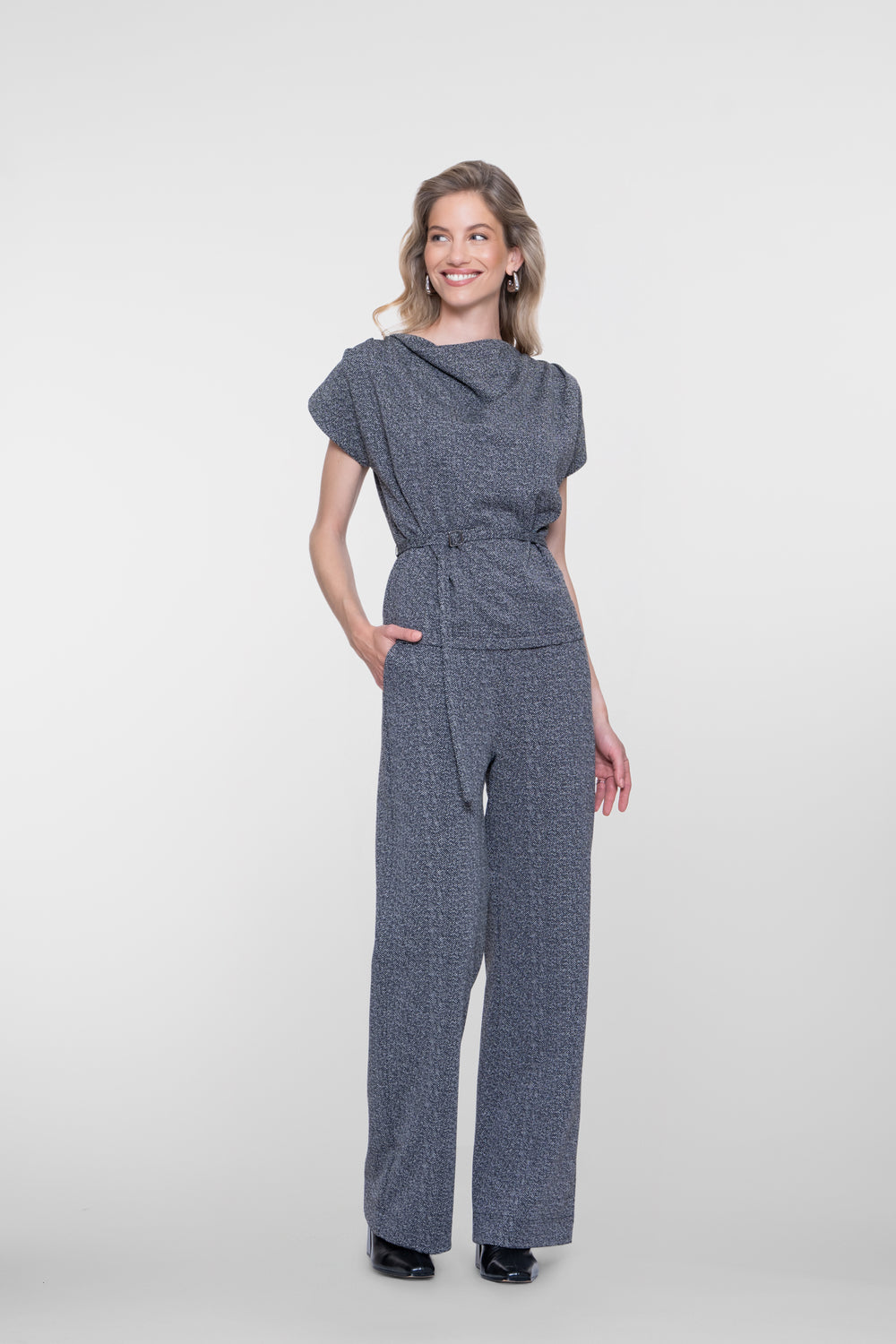 Geisha melierte Pantalon mit elastischem Bund