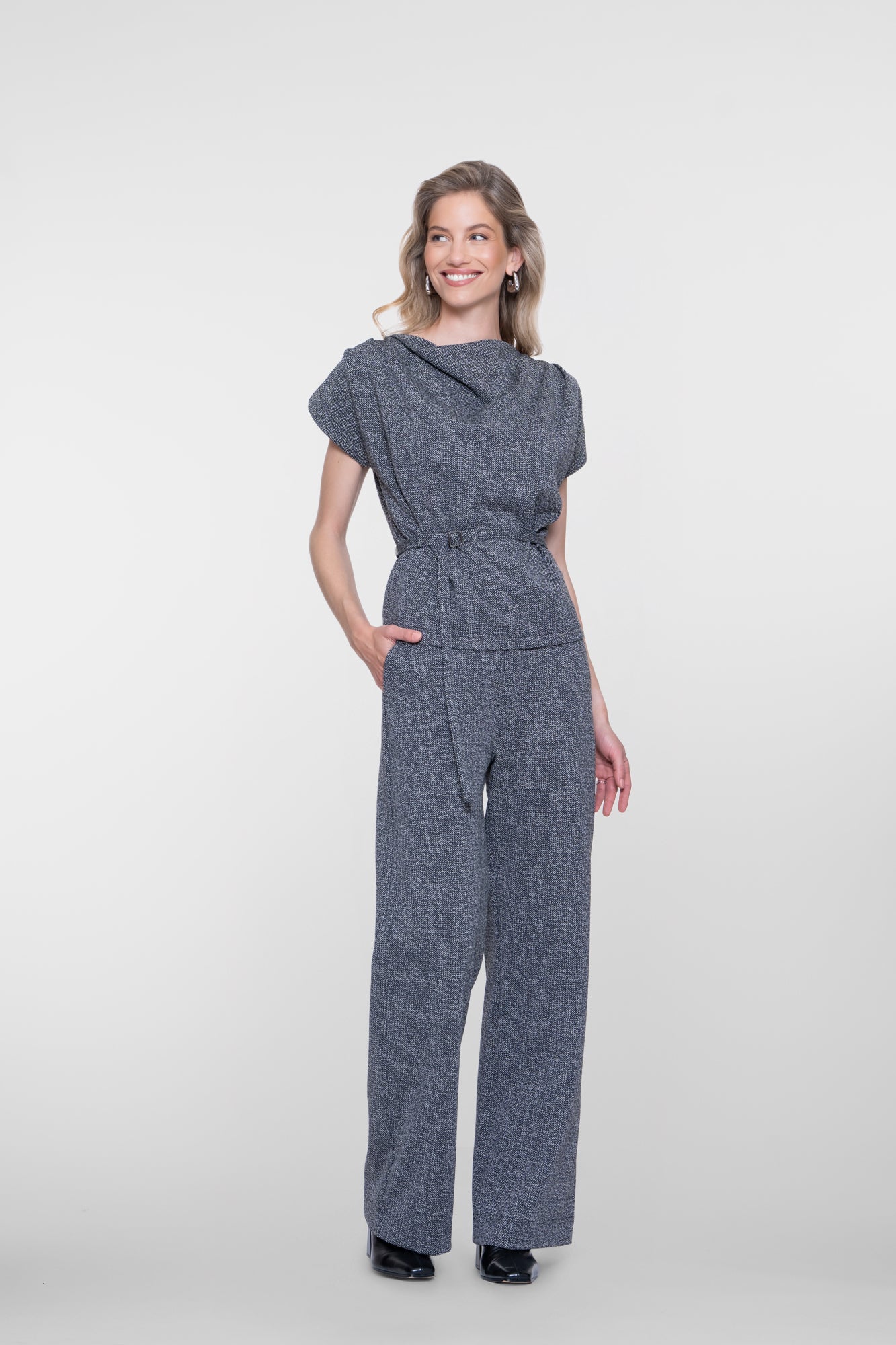 Geisha melierte Pantalon mit elastischem Bund