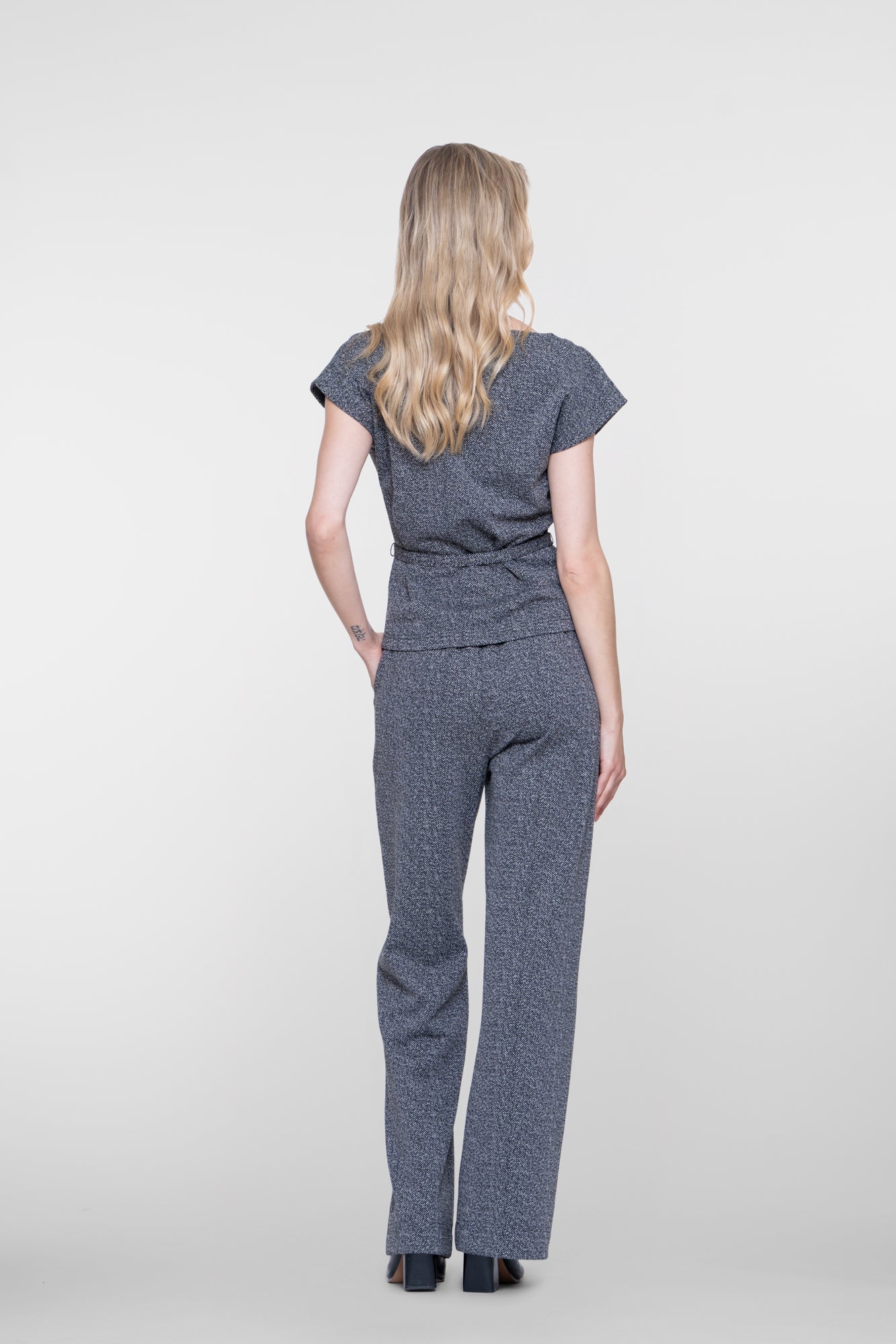 Geisha melierte Pantalon mit elastischem Bund