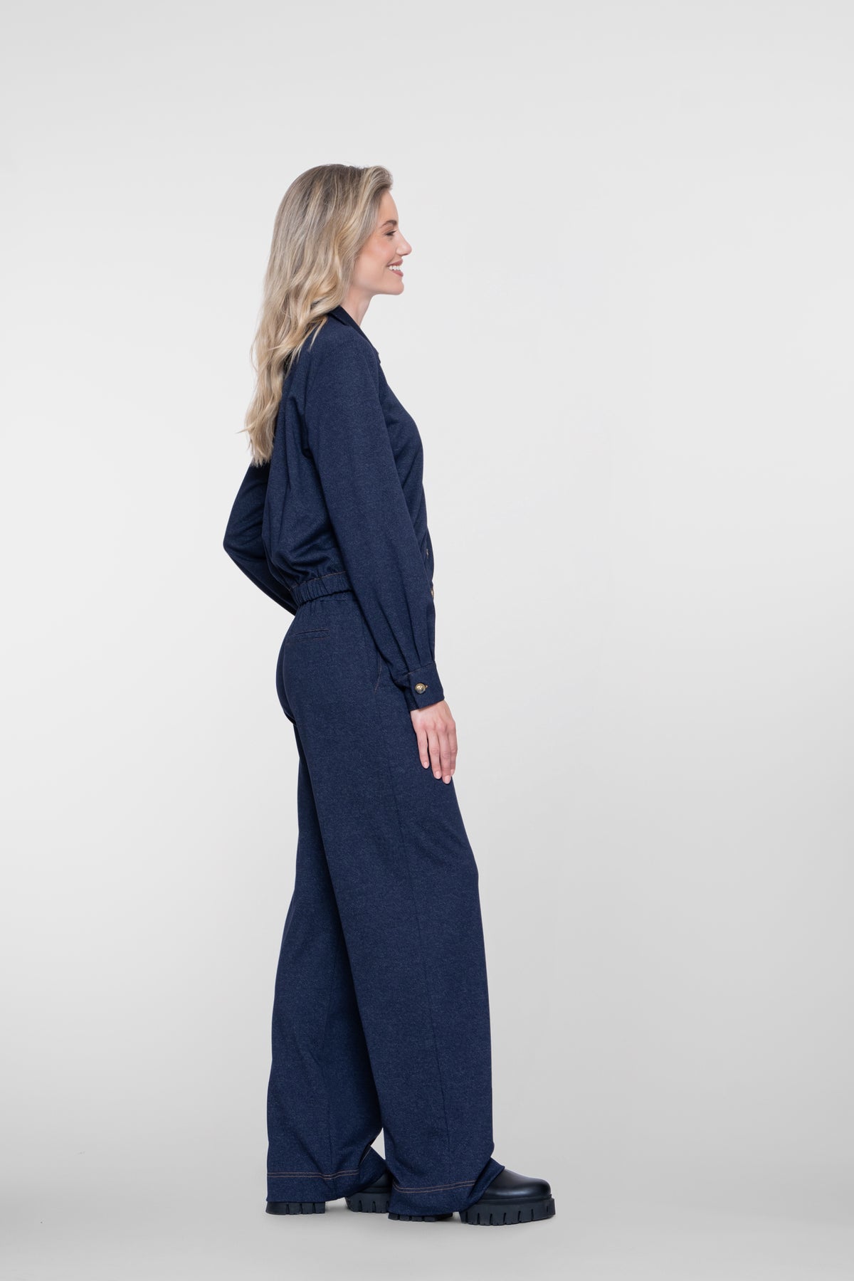 Geisha Pantalon mit elastischem Bund und Denim-Optik