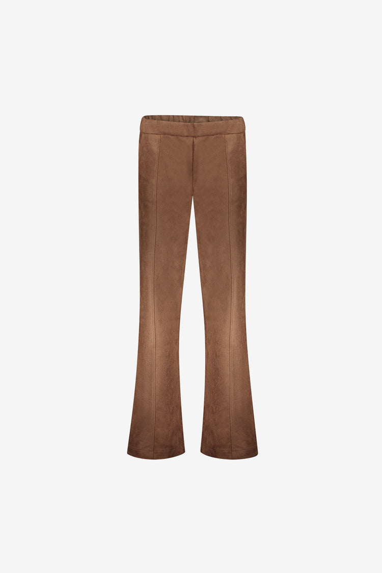 Geisha Wide Leg Hose in Veloursleder-Optik
