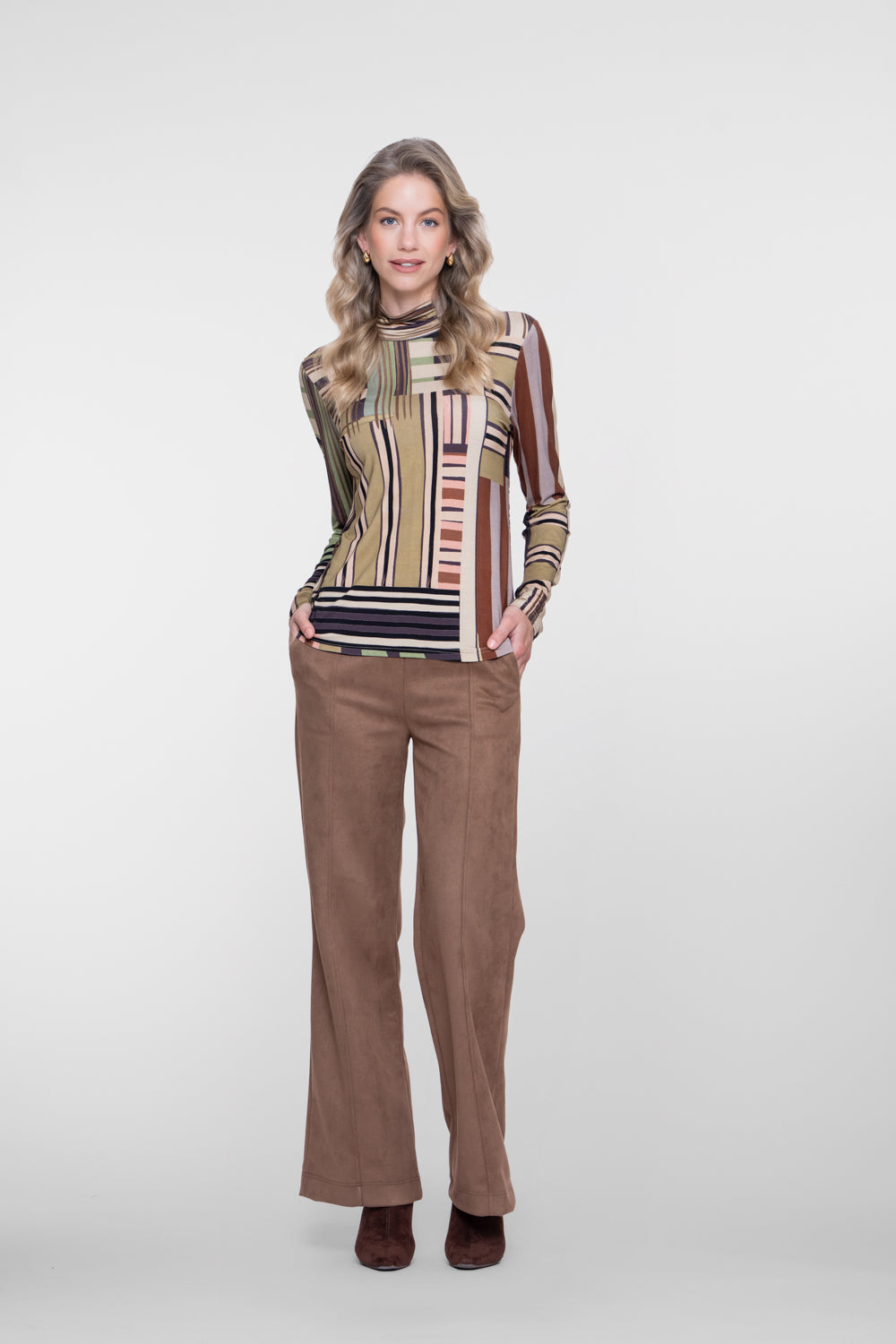 Geisha Turtleneck-Top mit Retroprint und komfortablem Stretch – Shop de look