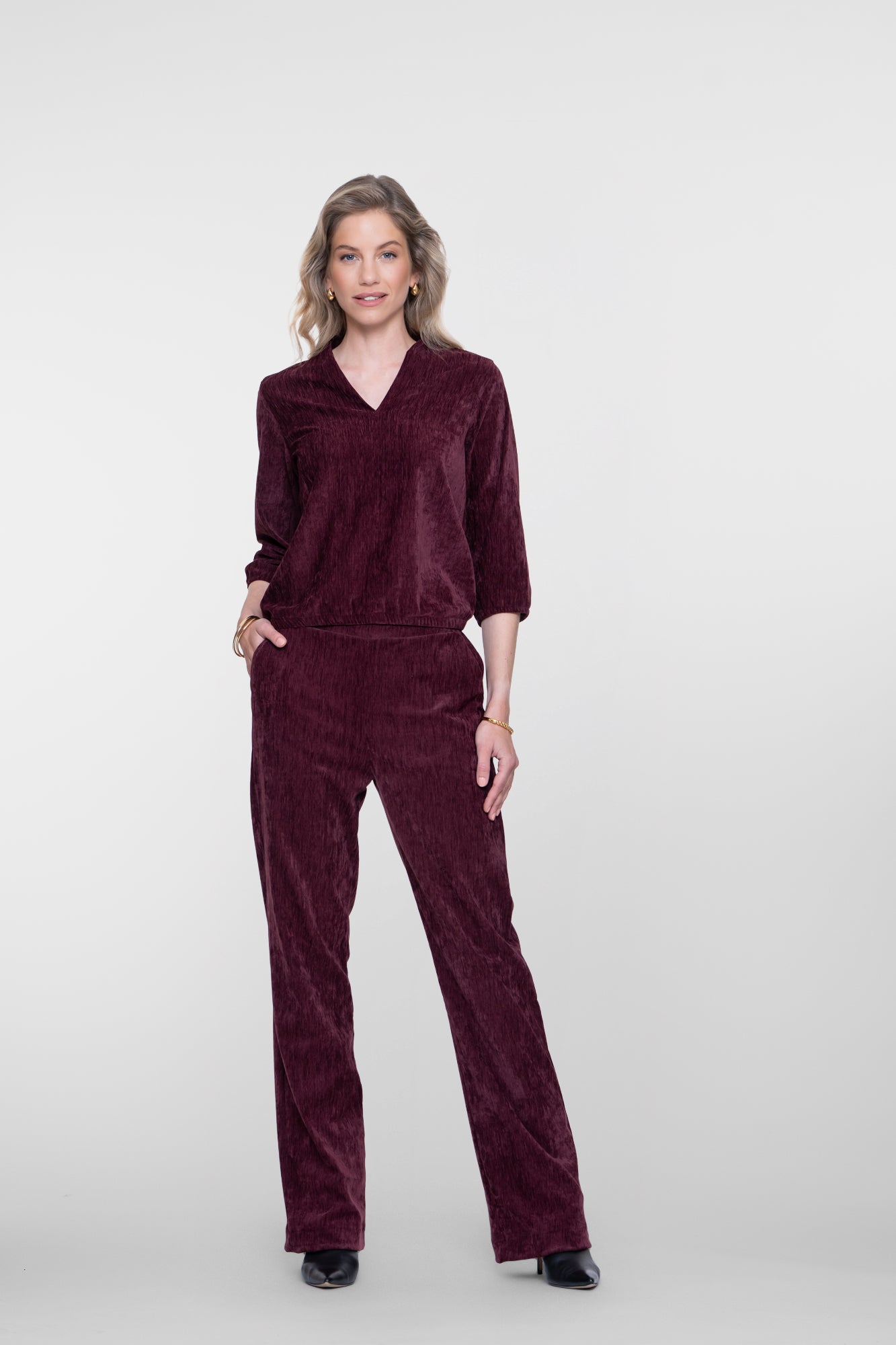 Geisha Pantalon mit samtiger Optik
