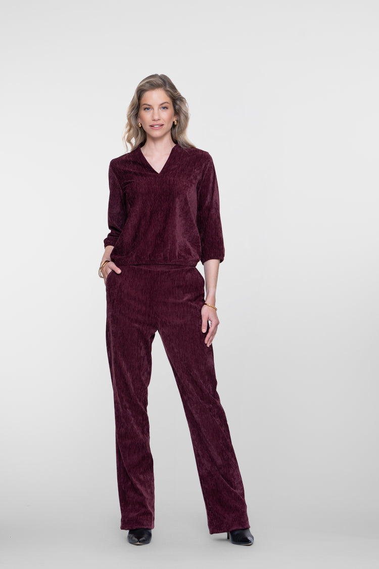 Geisha Pantalon mit samtiger Optik