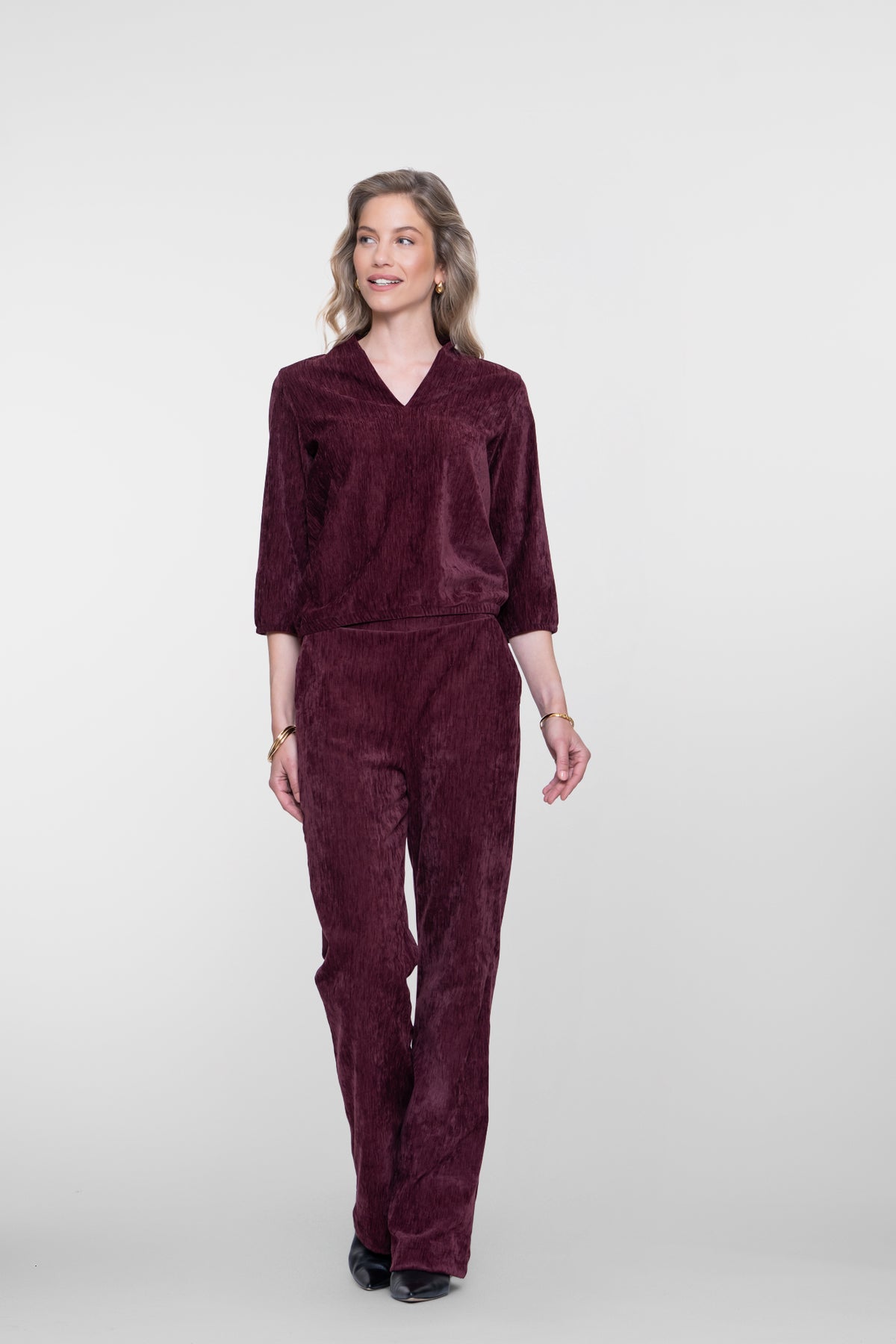 Geisha Pantalon mit samtiger Optik