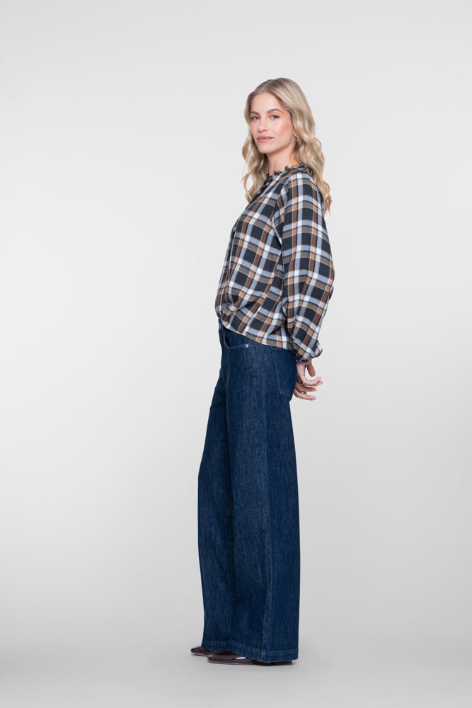 Geisha Damen Wide-Leg-Jeans mit dunkler Waschung