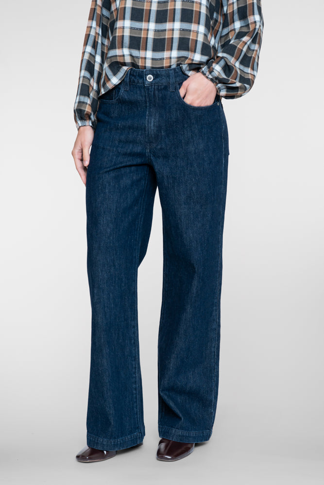 Geisha Damen Wide-Leg-Jeans mit dunkler Waschung