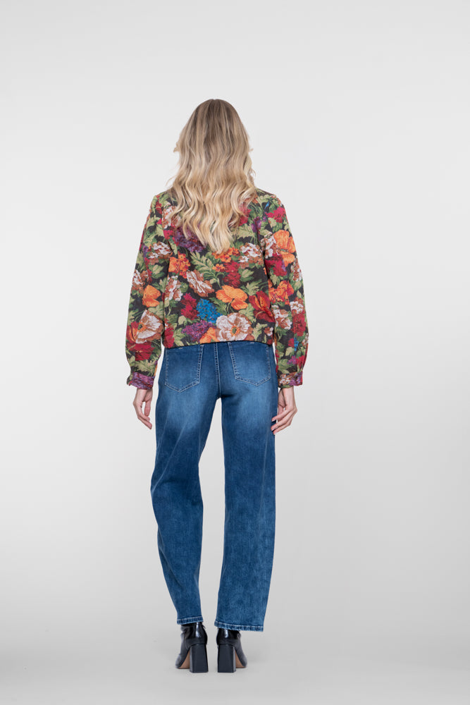 Geisha Damen Mid-Waist-Barrel-Jeans mit Ziernähten