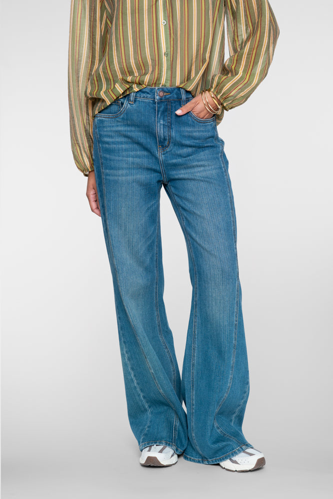 Geisha Damen Flared-Jeans mit hoher Taille und weitem Bein