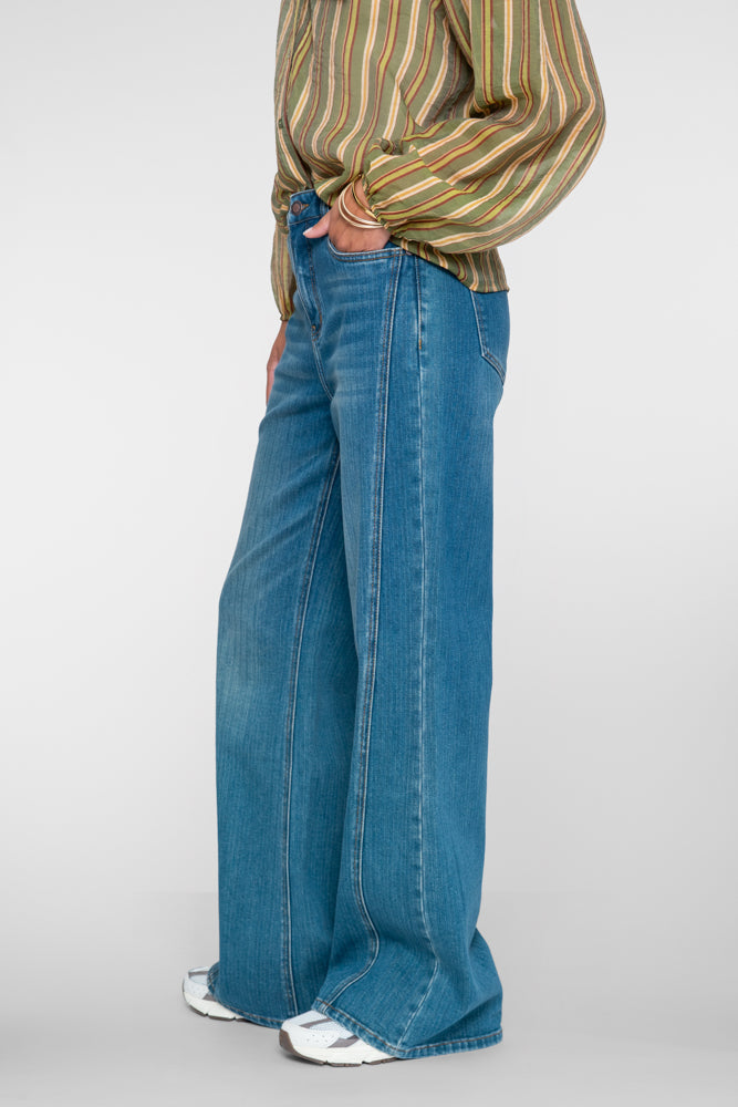 Geisha Damen Flared-Jeans mit hoher Taille und weitem Bein