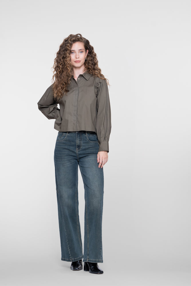 Geisha Damen Straight-Fit-Jeans mit mittelhohem Bund und Ziernähten