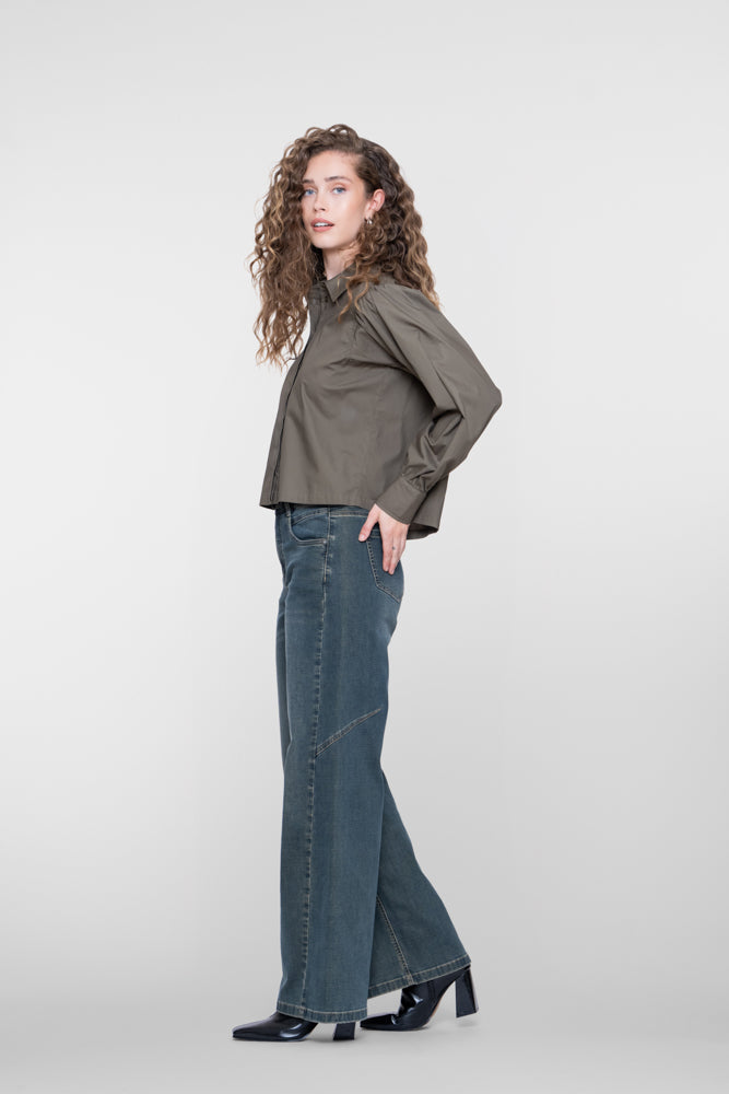 Geisha Damen Straight-Fit-Jeans mit mittelhohem Bund und Ziernähten