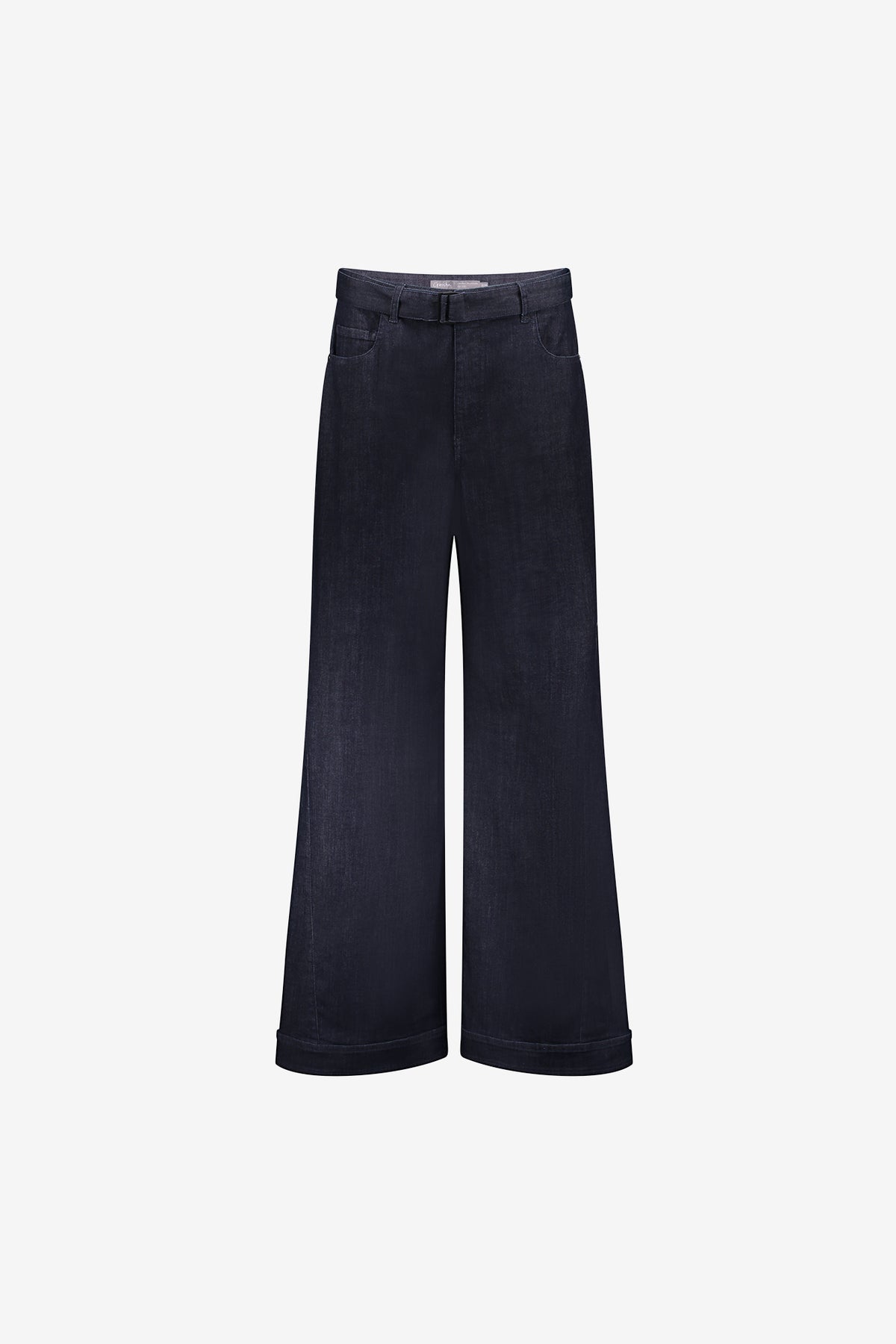 Geisha Damen Wide-Leg-Jeans mit Kontrastbund und Gürtel