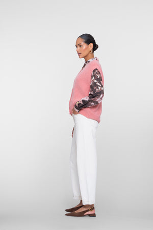 Geisha Cropped Straight Fit Jeans mit Bindegürtel und Umschlag