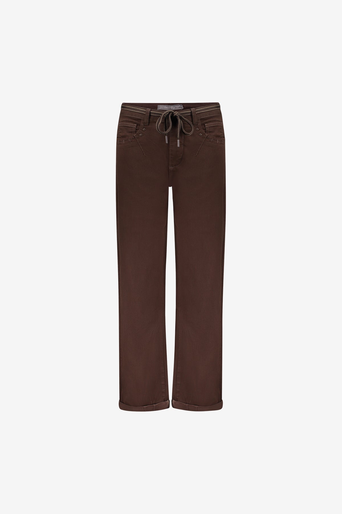Geisha Cropped Straight Fit Jeans mit Bindegürtel und Umschlag